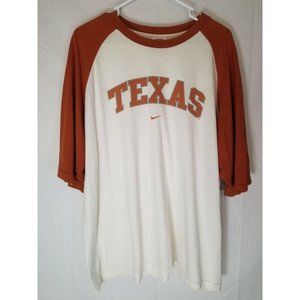 Vintage Nike Texas Longhorns Shirt Center Swoosh 3/4 Sleeve White Orange XXL 2XL
